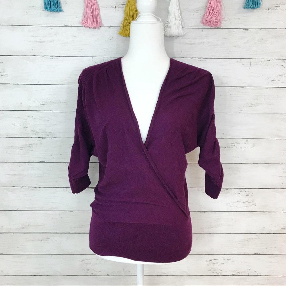 Loft Purple Wrap Front Sweater Size Small